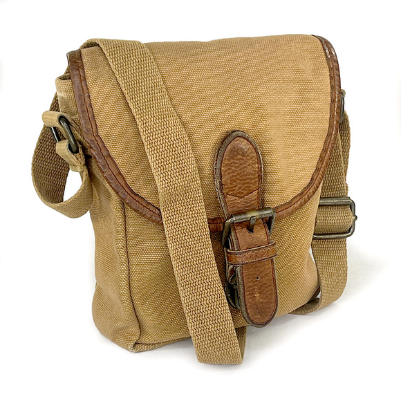Gap Vintage Ochre Cross Body Canvas & Leather Mini Bag - Picture 1 of 5